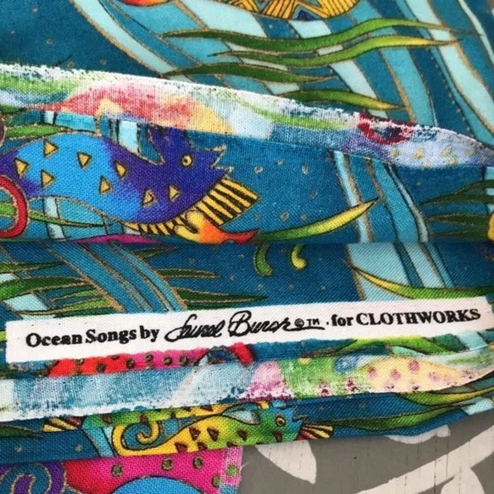 Laurel Burch Seahorse Quilting Fabric Ocean Songs One Yard Cut